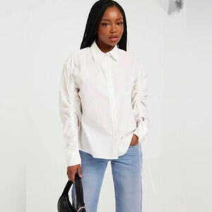 LEVI'S Alena Gathering long-sleeve Blouse White top size S 100% Cotton NWT